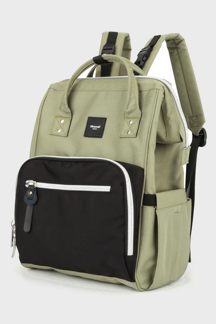 Green Himawari Waterproof Canvas Backpack Bag With Side Pockets 1