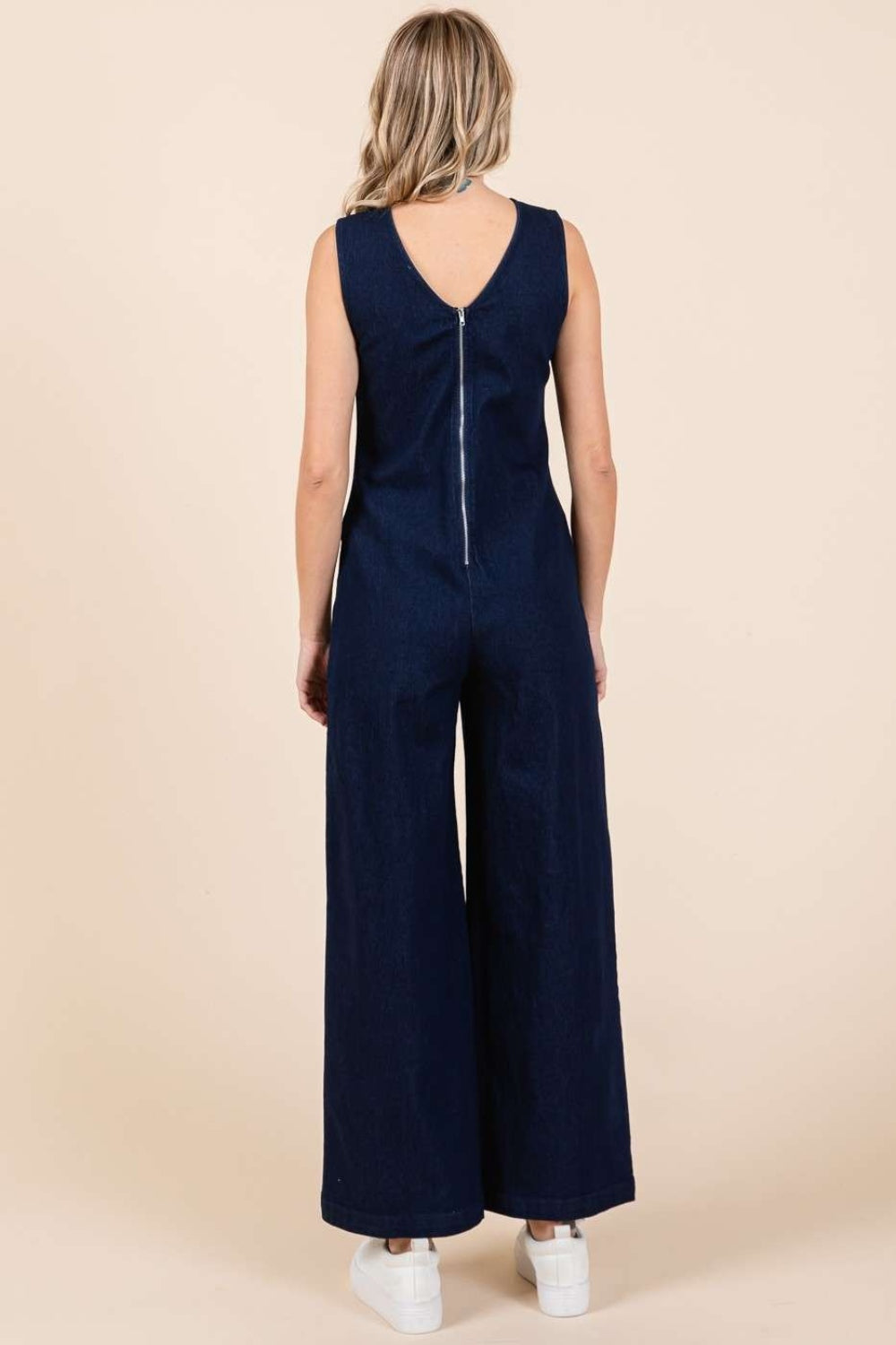 Dk Denim Mittoshop Sleeveless Wide Leg Denim Jumpsuit