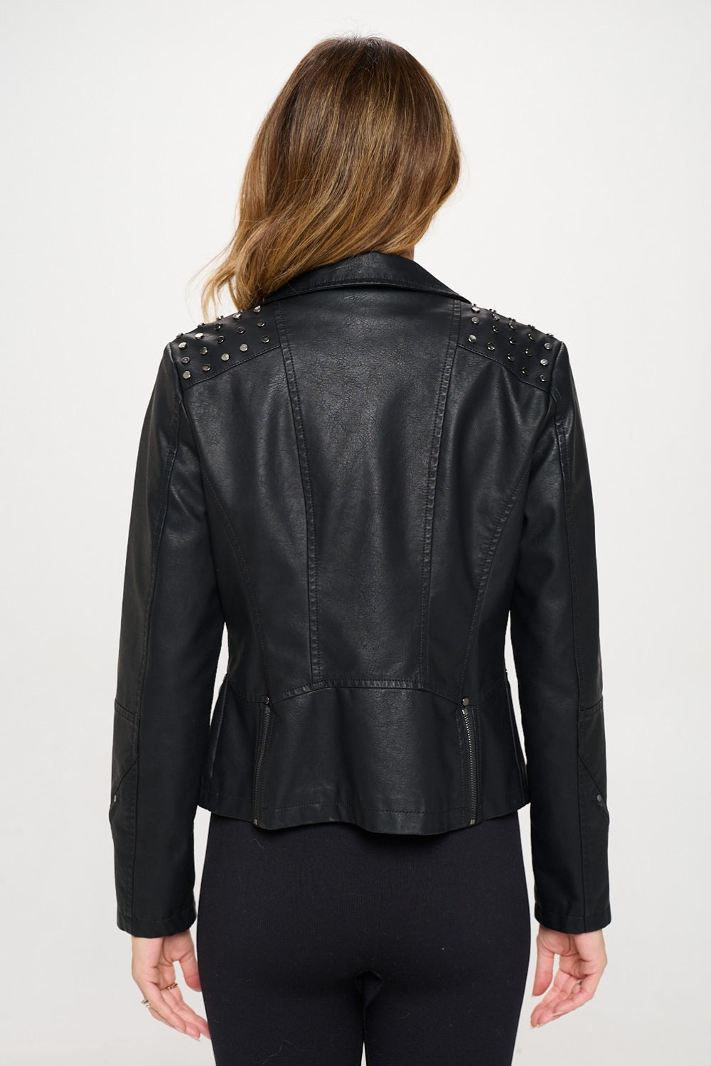 Black Coalition La Studded Classic Moto Faux Leather Jacket 2