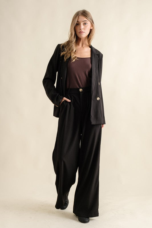 Beige Hight Waist Wide Pants