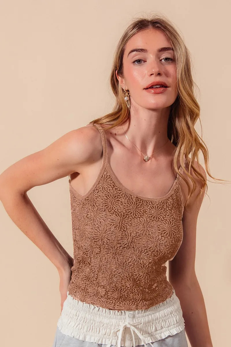 Coffee So Me Two Tone Floral Seamless Tank Top 5