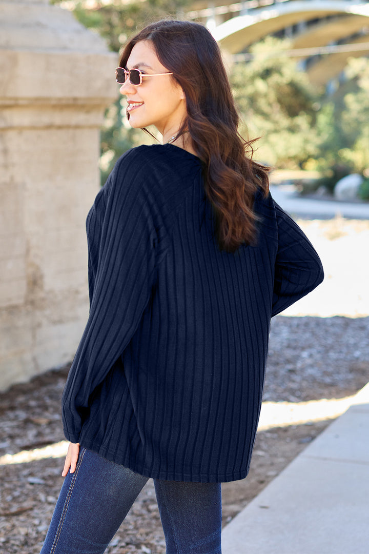 Scarlet Basic Bae Full Size Ribbed Round Neck Long Sleeve Knit Top 1