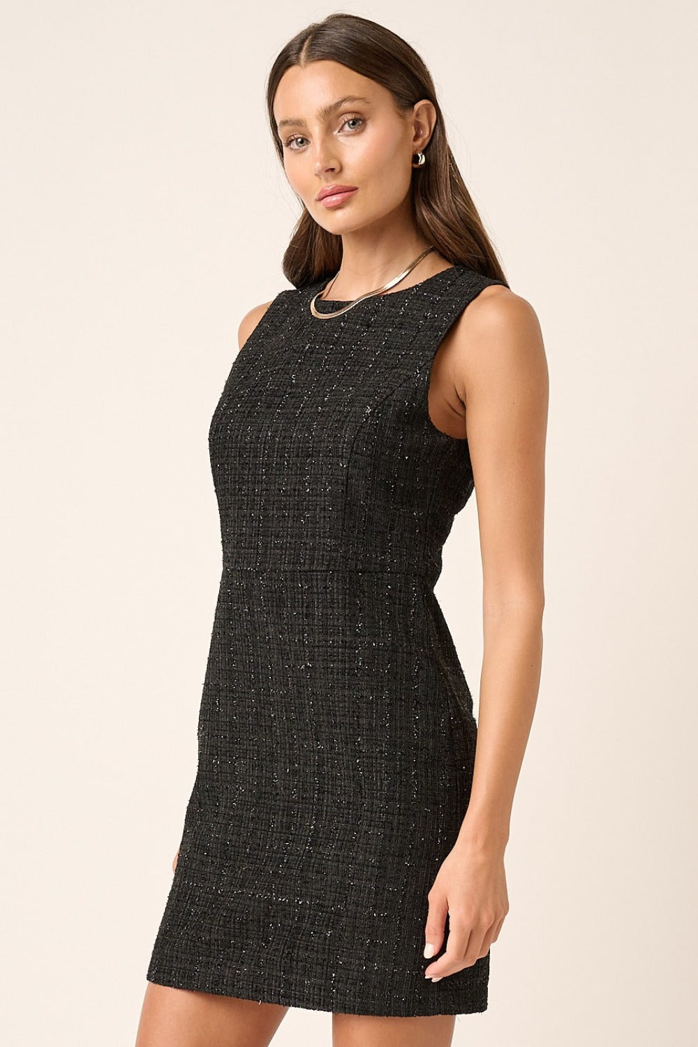 Black Mittoshop Tweed Sleeveless Mini Dress 1