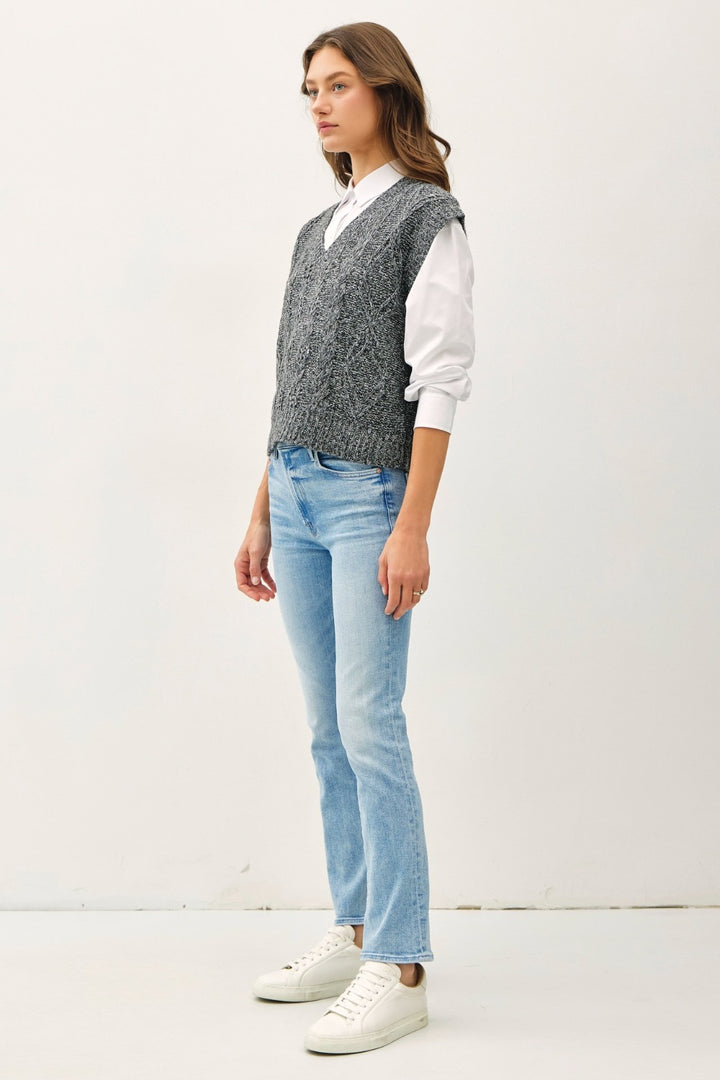 Be Cool Cable Knit V Neck Sweater Vest