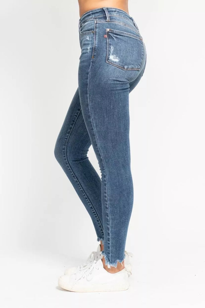 Md Judy Blue High Waist Skinny Jeans With Destroy Shark Bit Hem