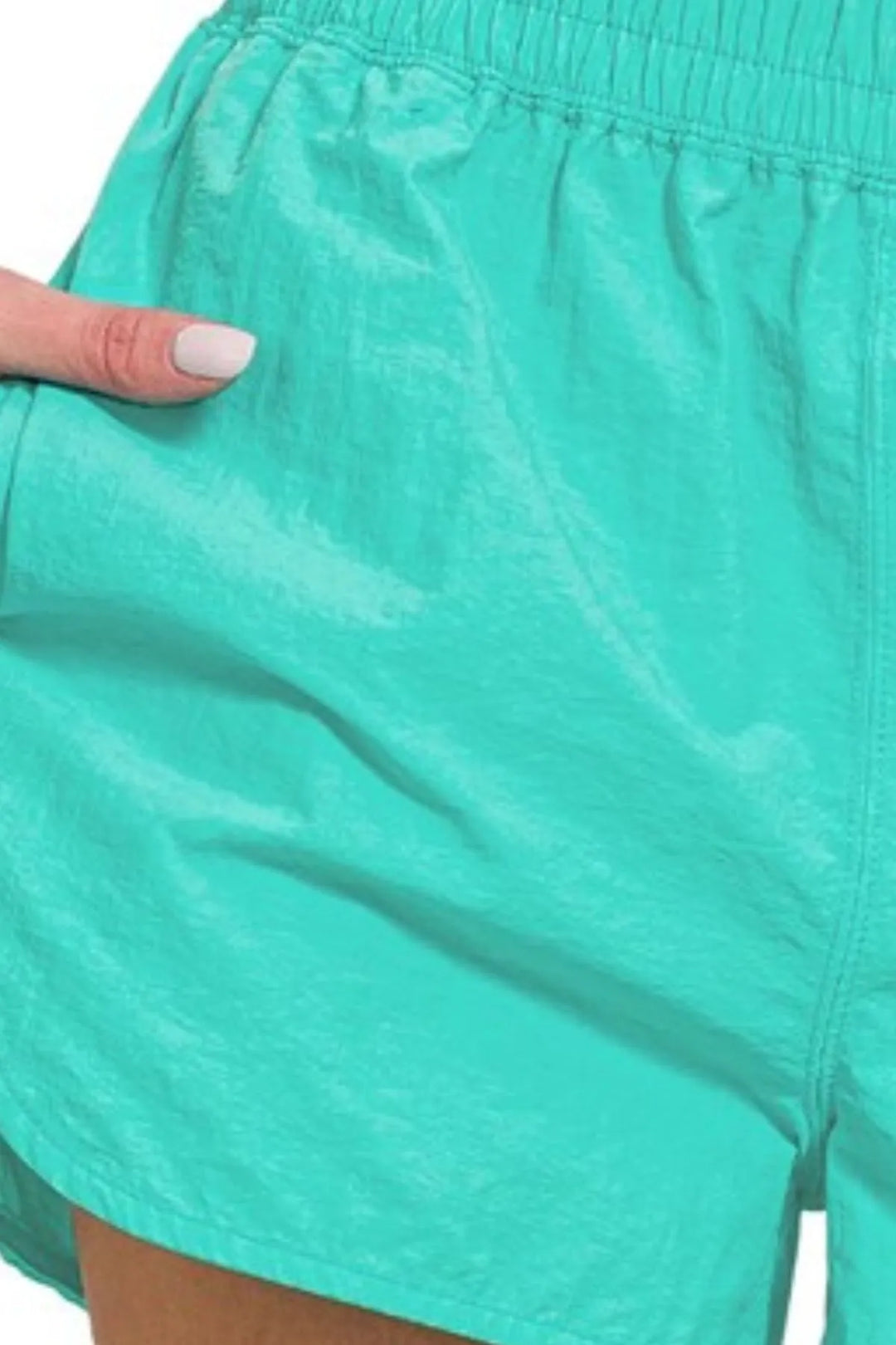 Turquoise Zenana Windbreaker Smocked Waistband Running Shorts 3