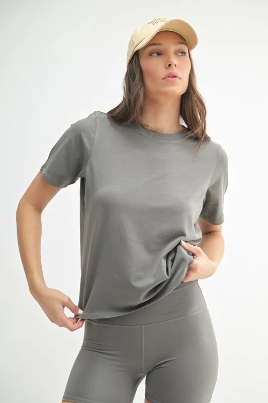 New Pewter Mono B Round Neck Short Sleeve T Shirt