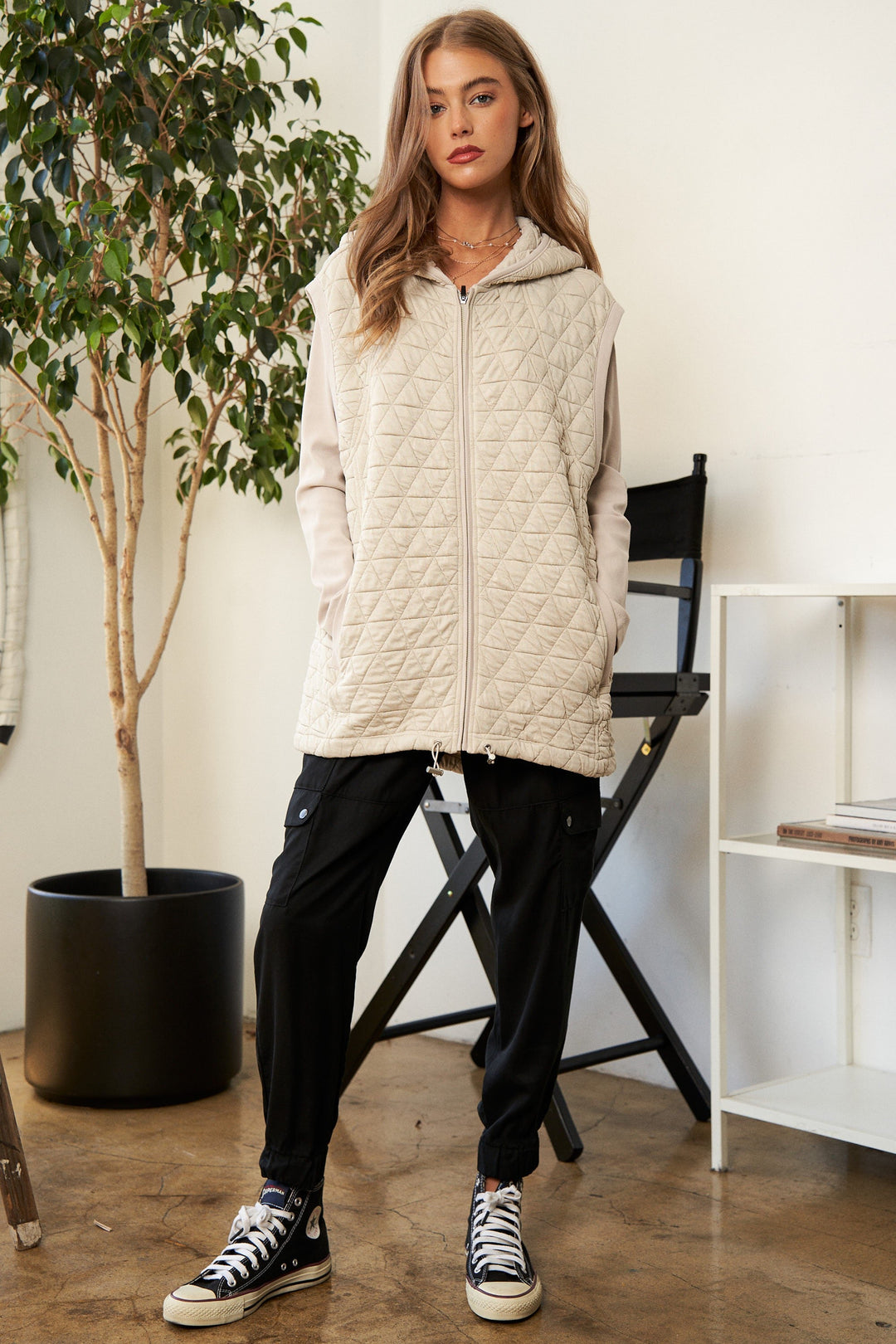 Solid Long Sleeve Zipper Front Hoodie Jacket | Anekay