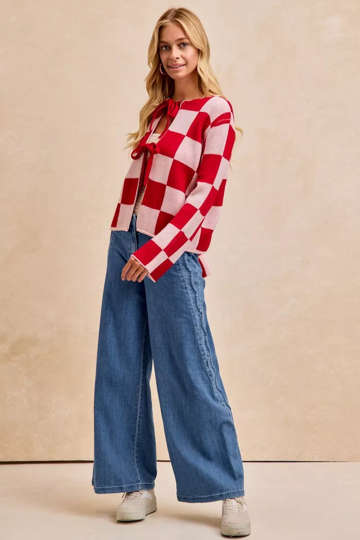 Bibi Wavy Side Edge Detail Lined Wide Leg Jeans