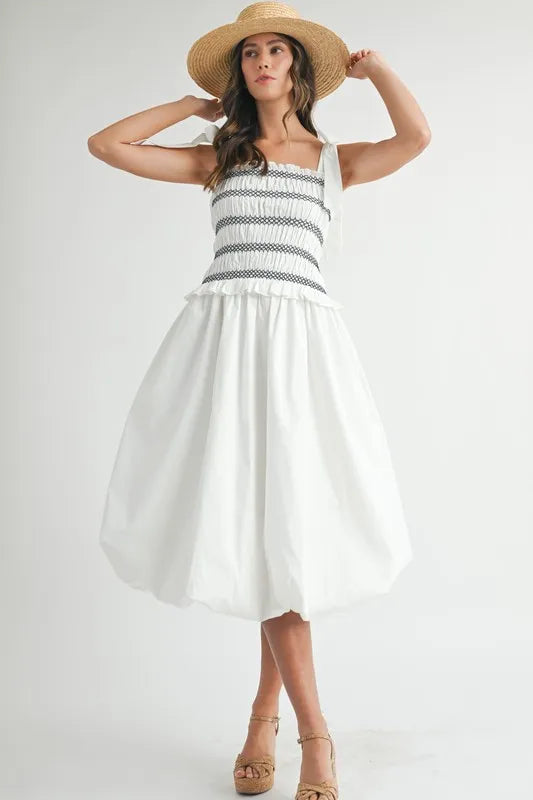 Mable Smocked Bodice Bubble Midi Dress 1