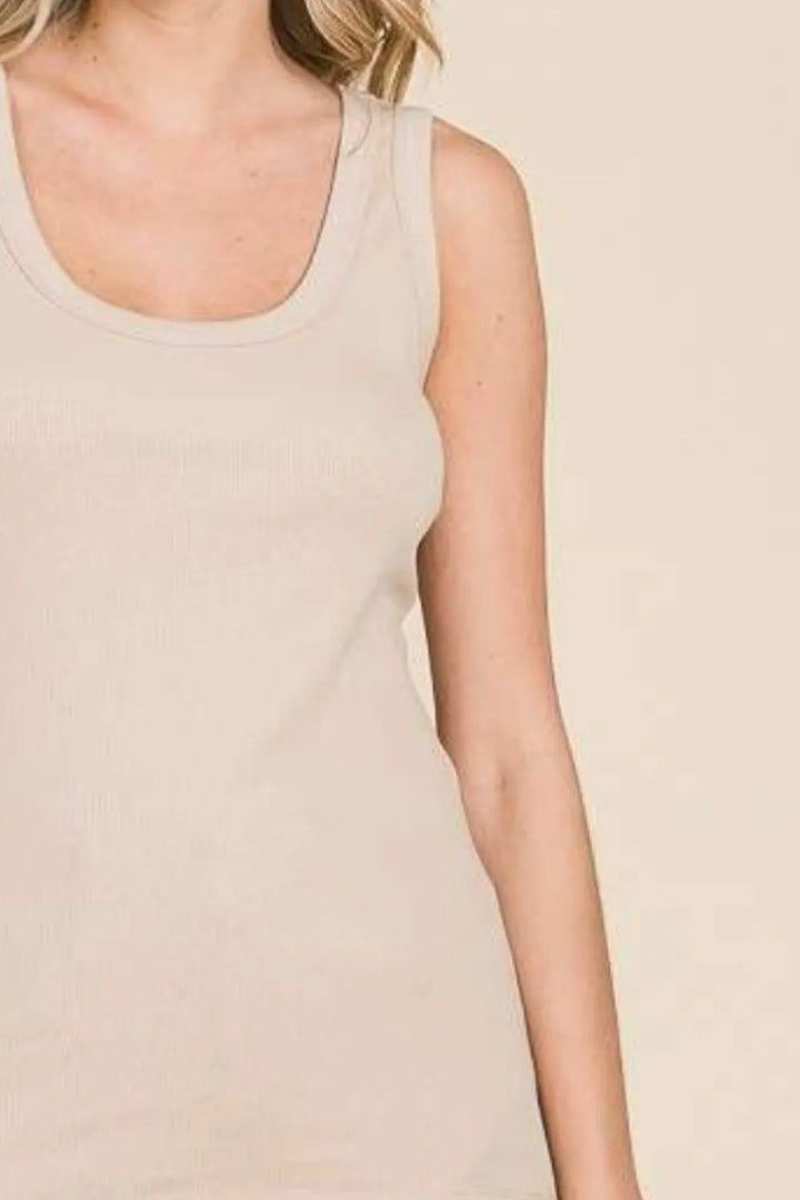 Bake Shell Culture Code Full Size Ribbed Scoop Neck Tank