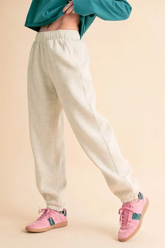 Heather Bone Aemi Co Drawstring Elastic Waist Joggers 4