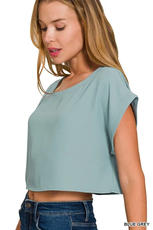 Zenana Heavy Woven Span Crop Tee Skirt Set 6