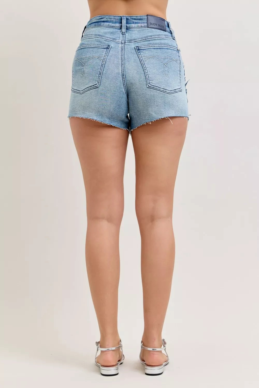 Judy Blue Hw Rigid Magic Cut Off Denim Shorts With Raw Side Seams