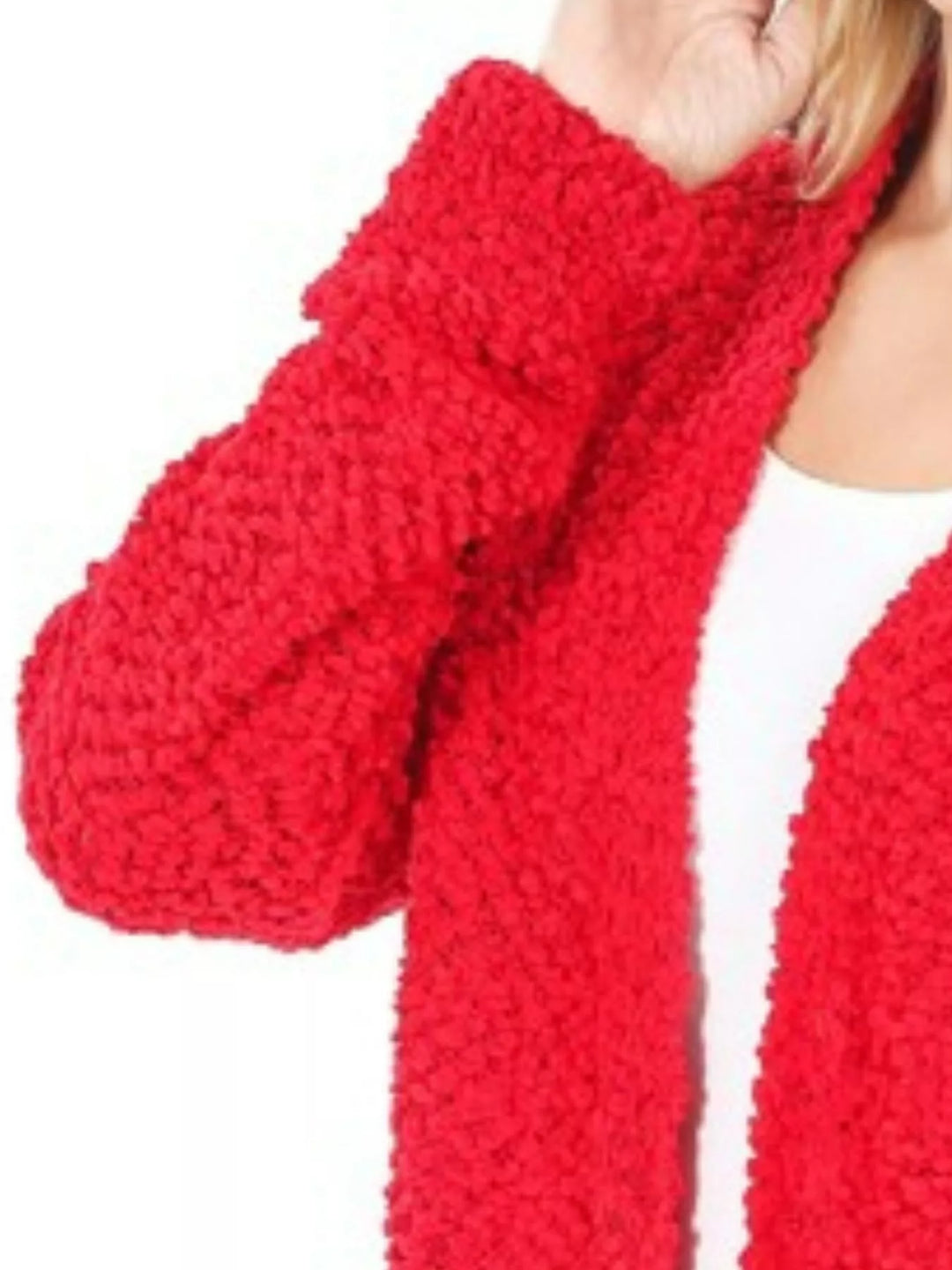 Ruby Zenana Long Sleeve Popcorn Sweater Cardigan With Pockets 7