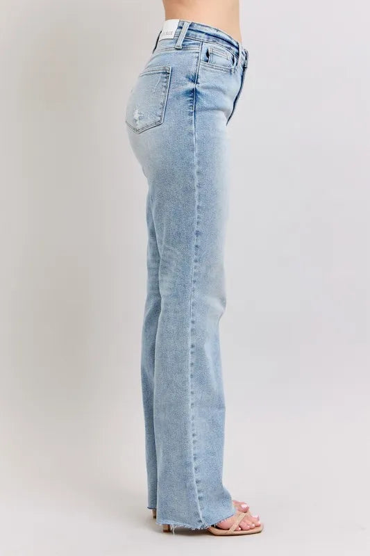 Lt Judy Blue Full Size Mid Rise Light Wash Dad Jeans Plus Size
