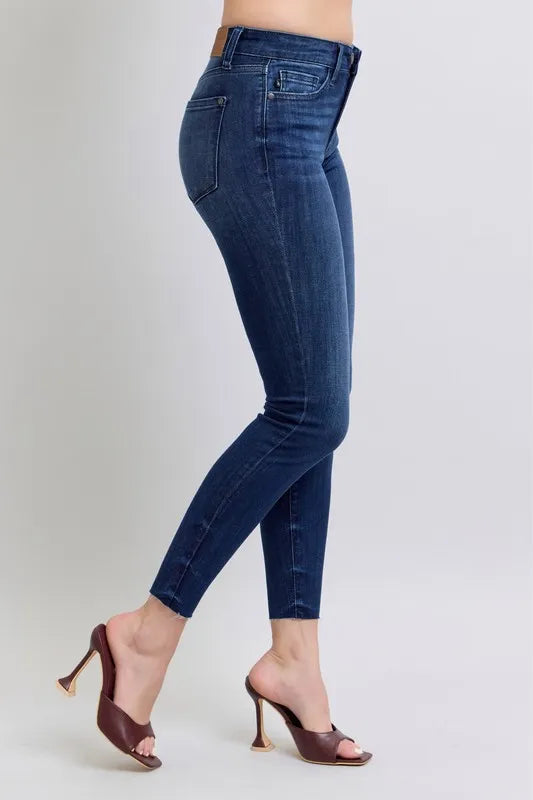 Dk Judy Blue Full Size Mid Rise Skinny Jeans With Raw Hem Plus Size