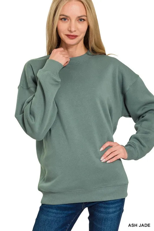 Ash Jade Zenana Fleece Round Neck Sweatshirts