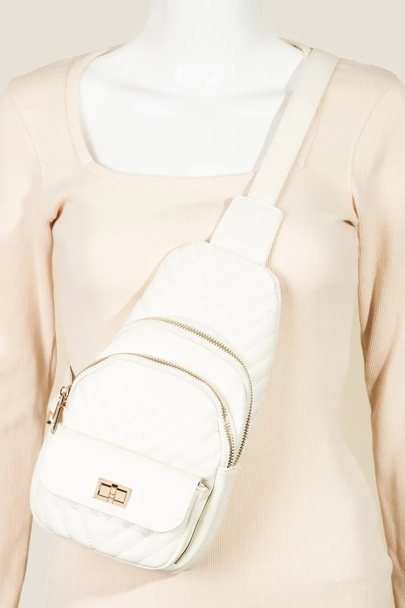 White Fame Faux Leather Cushioned Sling Bag