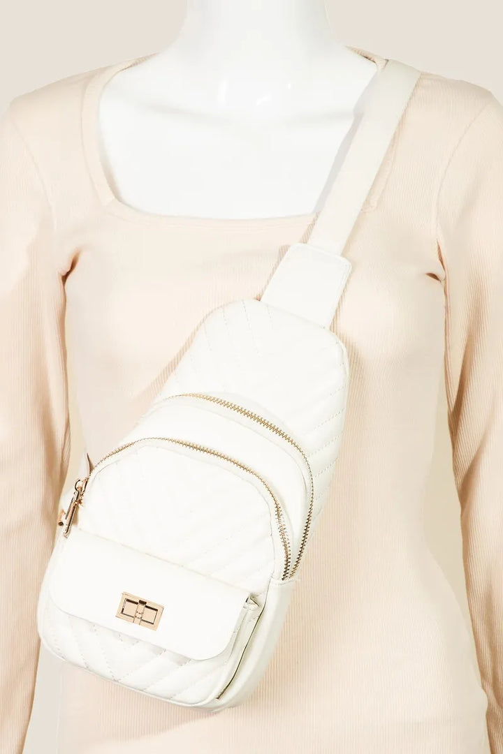 White Fame Faux Leather Cushioned Sling Bag