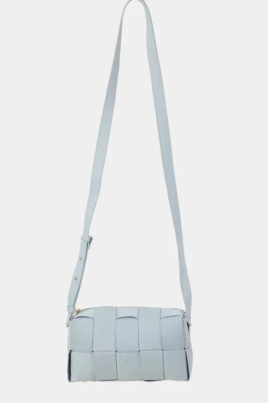 Rose Gold Fame Woven Crossbody Bag With Adjustable Strap