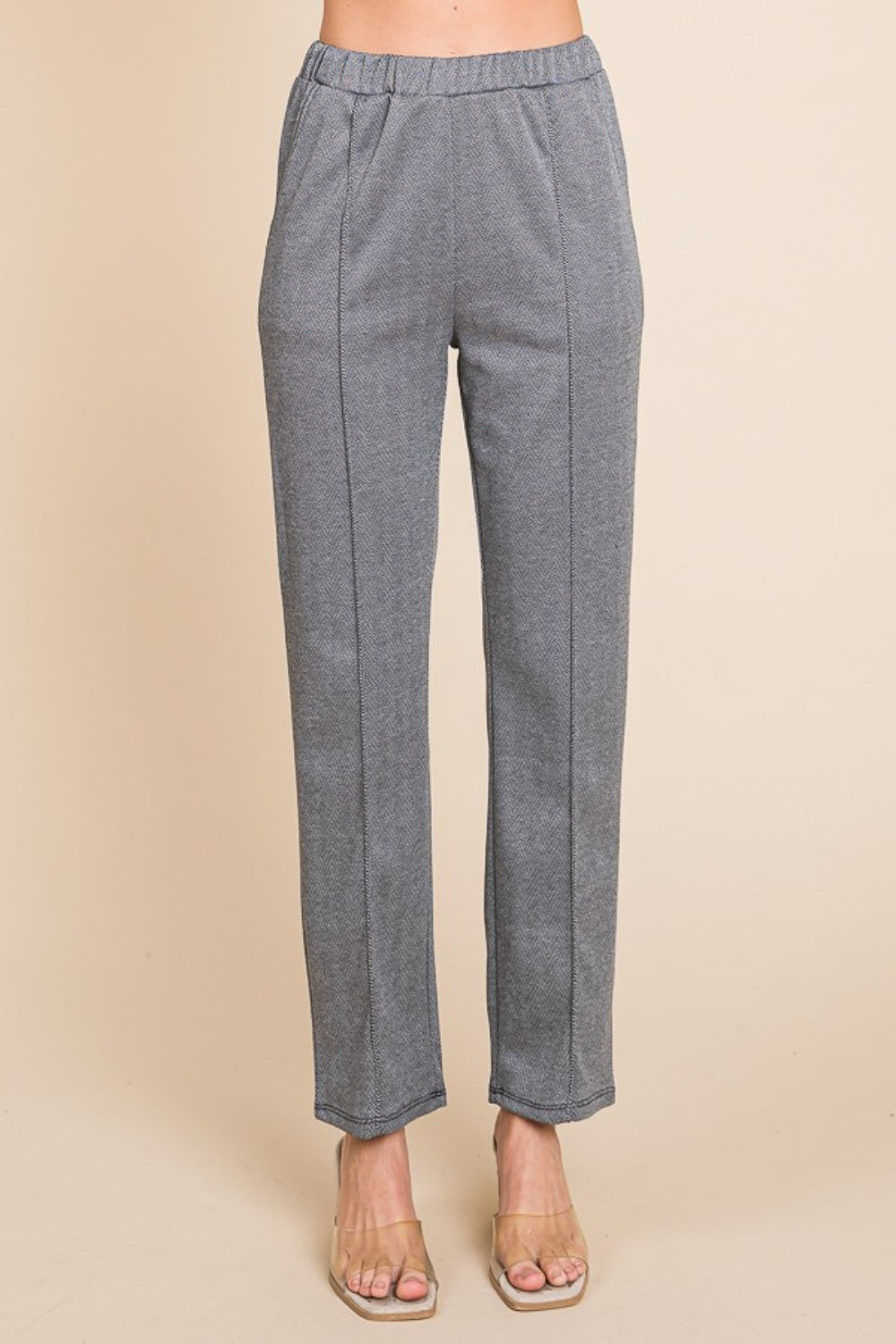 Gray Culture Code Full Size Pin Tuck Detail Slim Pants 1