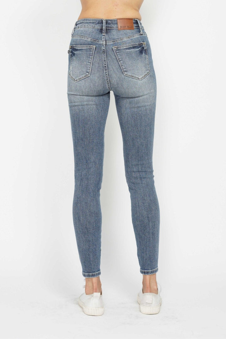 Medium Judy Blue Full Size Tummy Control Contrast Wash Skinny Jeans