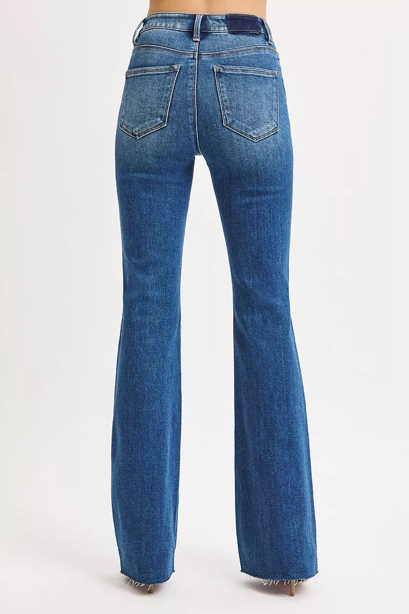 Dark Risen High Rise Flare Jeans