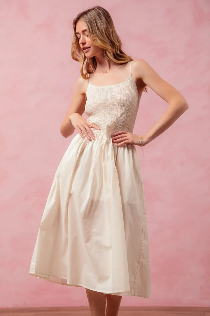 So Me Smocked Sleeveless Casual Everyday Dress With Slit 1