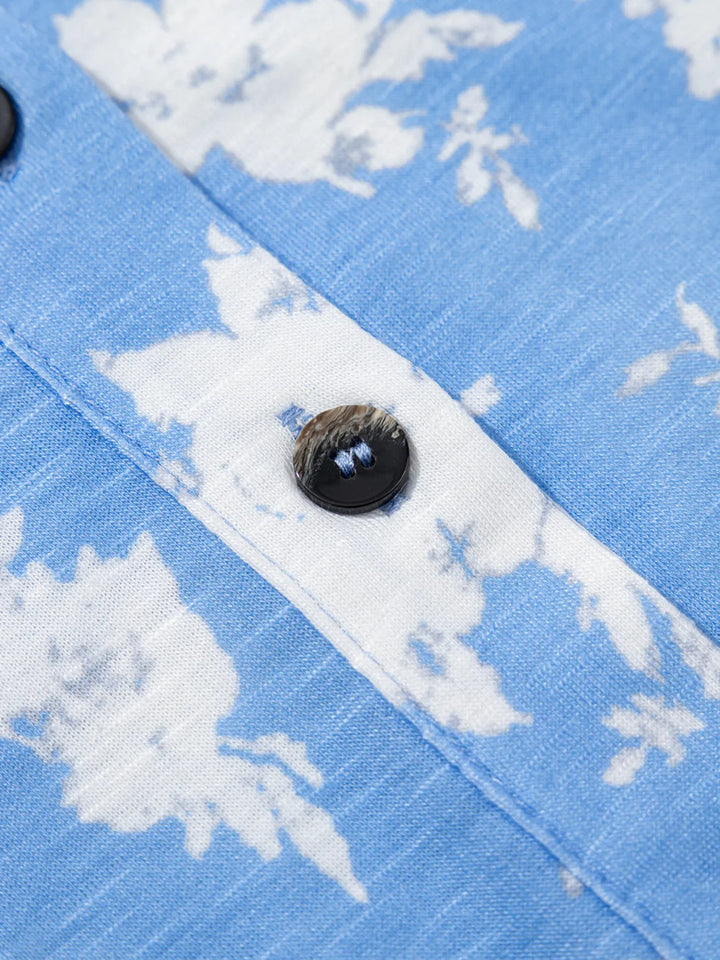 Printed Button Front Wide Leg Jumpsuit