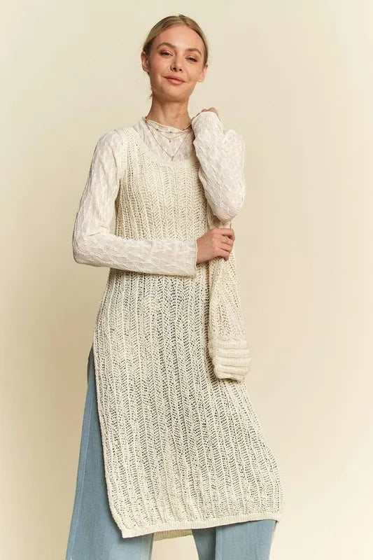 Davi Dani Knit Side Slit Round Neck Sleeveless Dress Bag 1