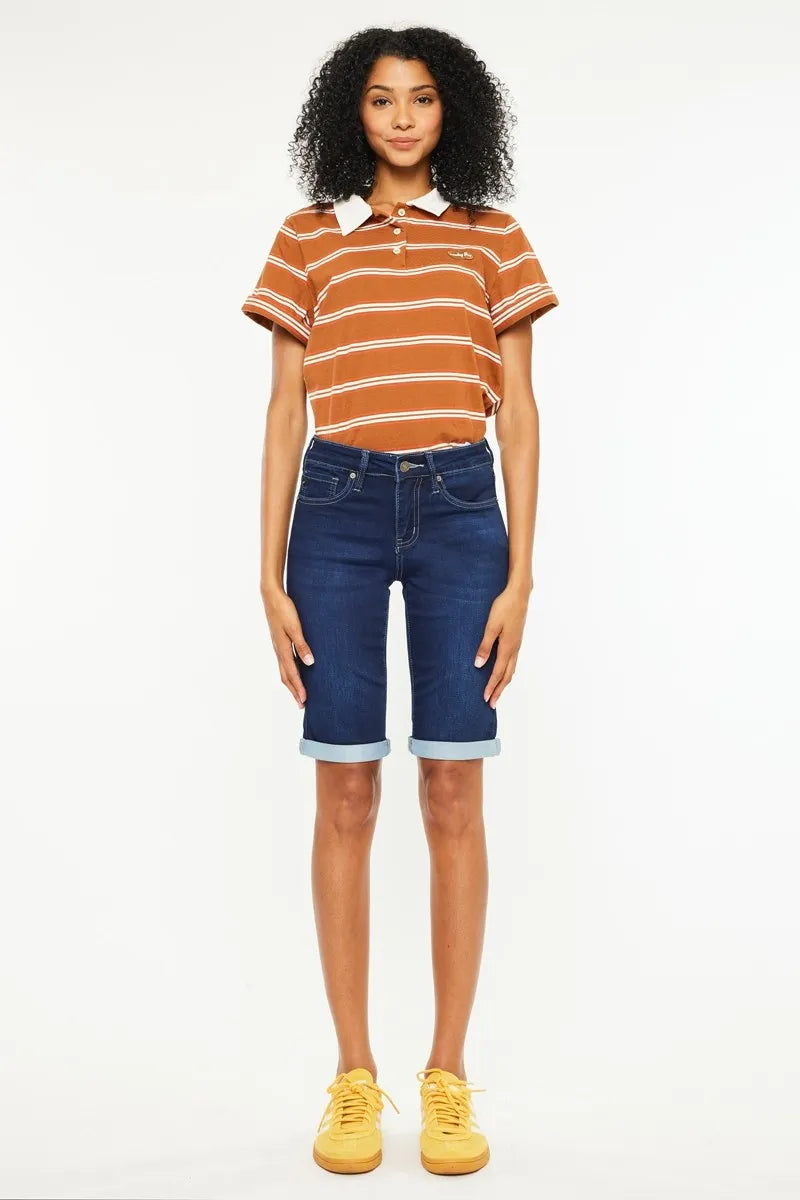 Dark Kancan Mid Rise Bermuda Denim Shorts