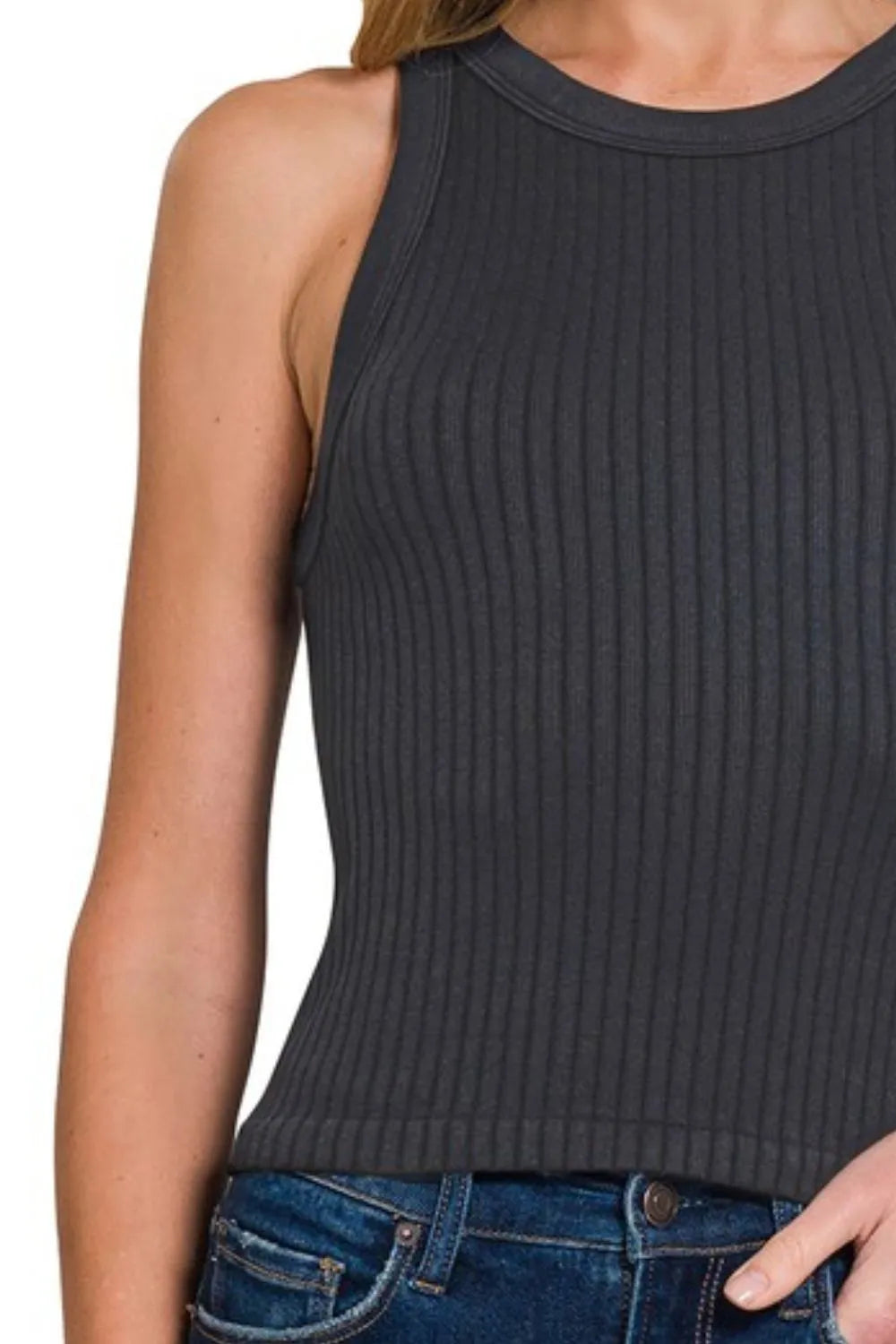 Zenana Seamless Ribbed Crop Tank 2