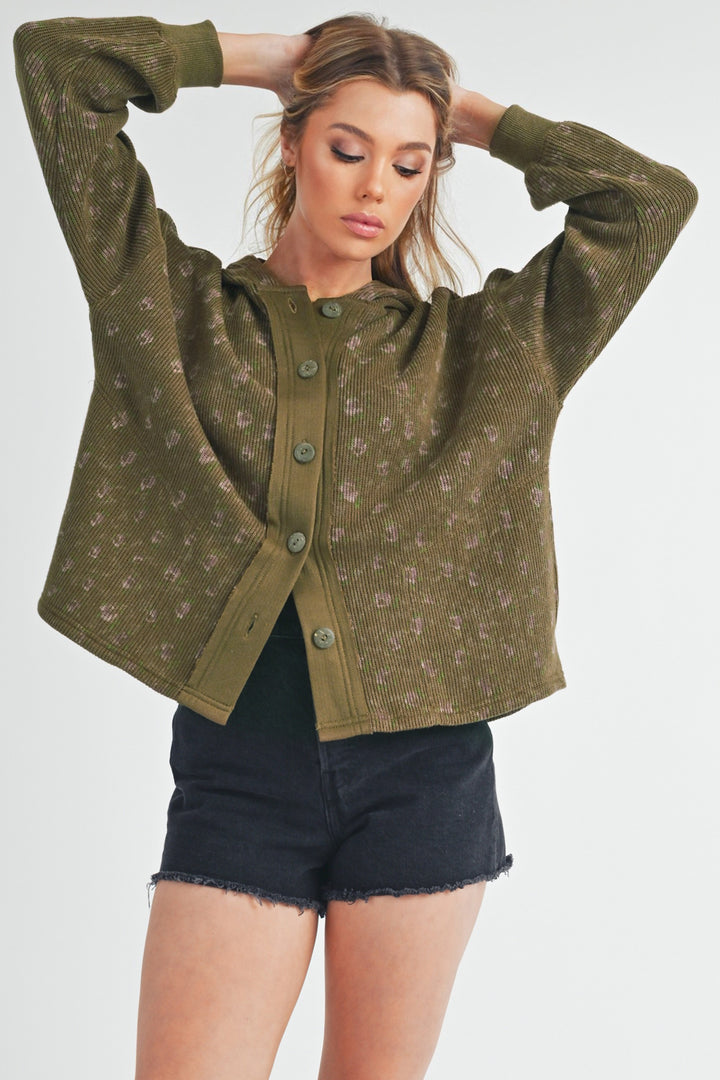 Aemi Co Floral Button Up Hooded Jacket