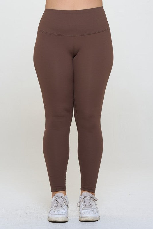 Coffee Brown Yelete Full Size Fleece Lined High Waisted Leggings
