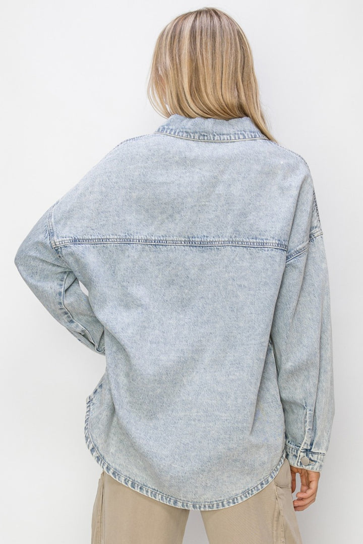 Acid Light Risen Button Up Long Sleeve Shacket