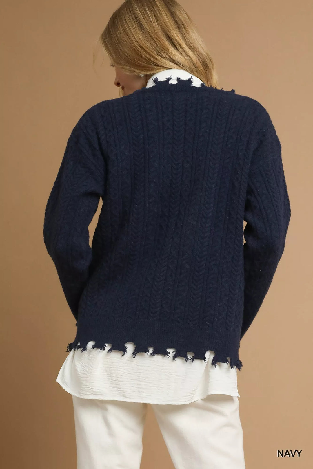 Umgee Distressed American Flag Sweater