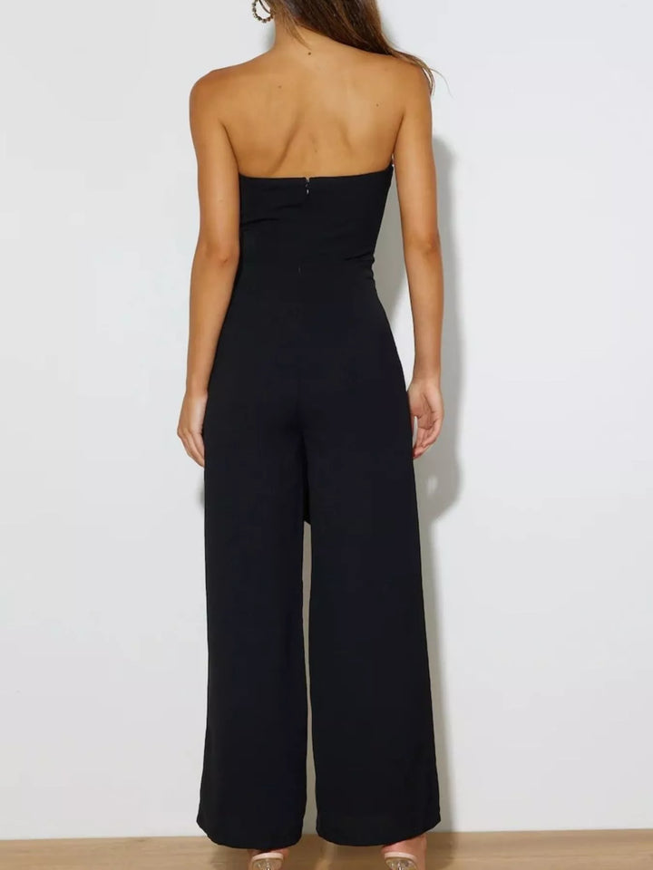 Black Contrast Tube Wide Leg Jumpsuit