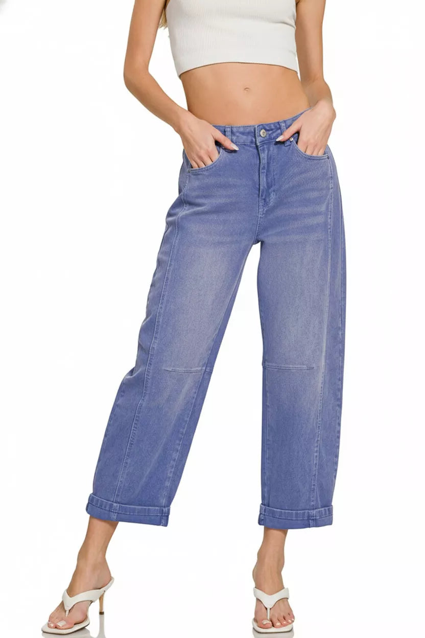 Marlin Zenana High Rise Barrel Leg Cropped Jeans 2
