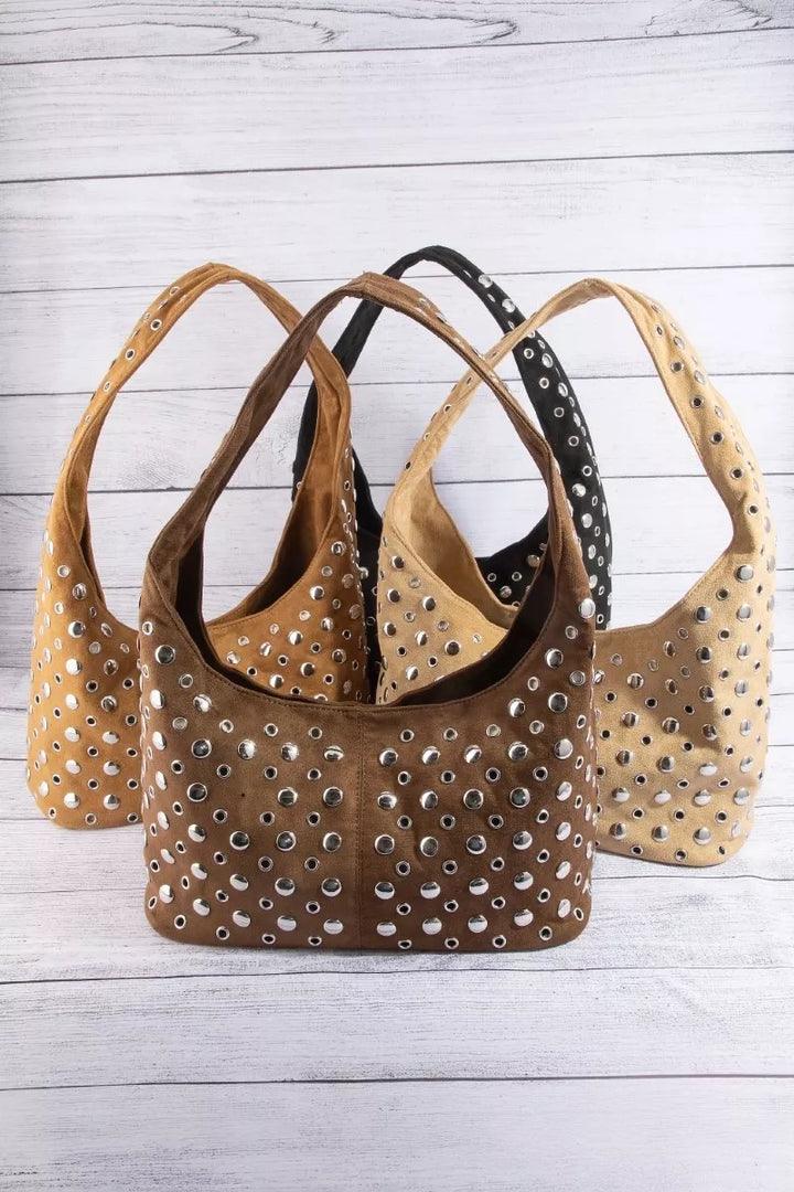 Fame Multi Rivet Studded Shoulder Bag