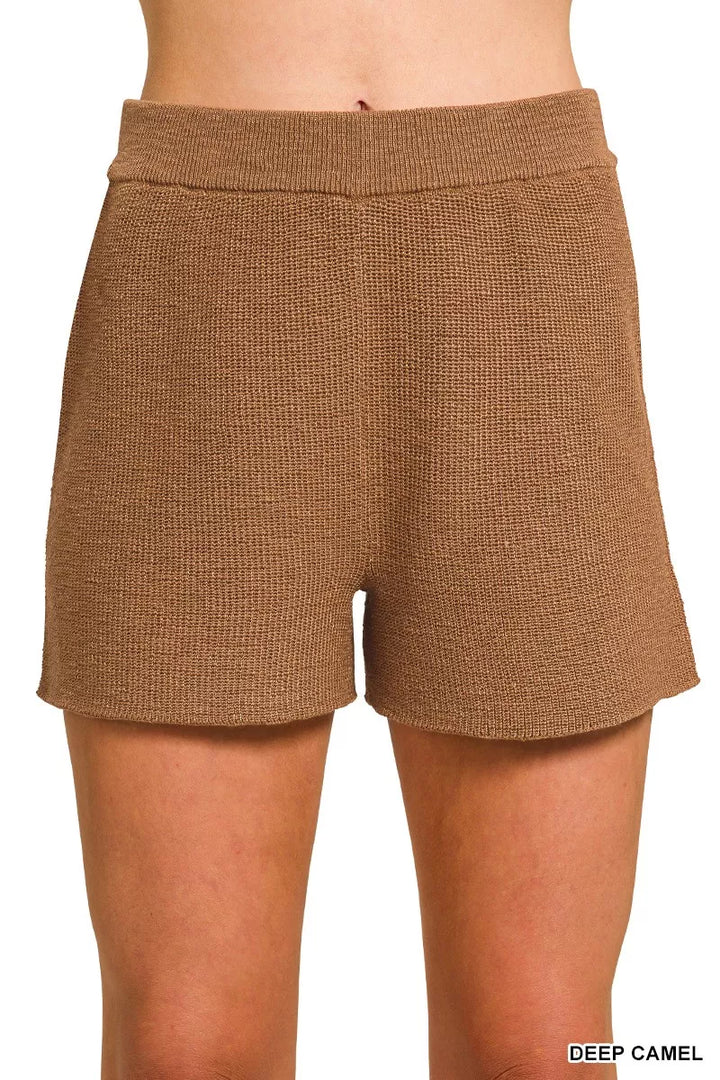 Zenana Round Neck Knit Top And Shorts Sweater Set 4