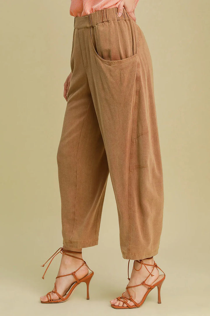 Umgee Elastic Waist Baggy Fit Pants With Pockets 1