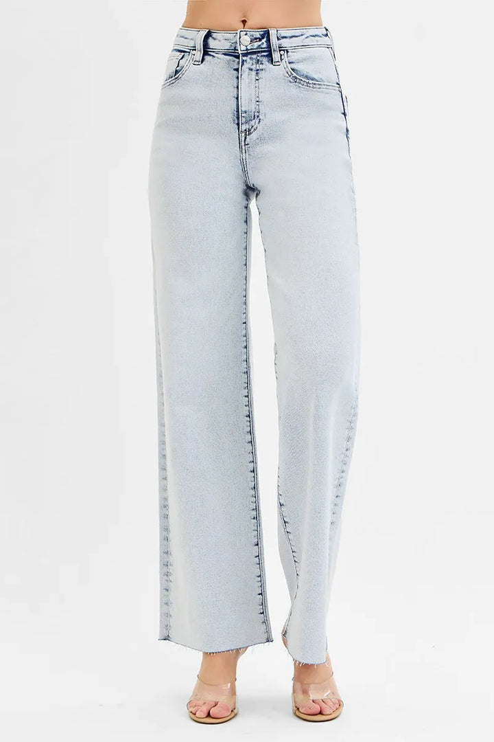 Light Risen Full Size High Rise Wide Leg Jeans Plus Size