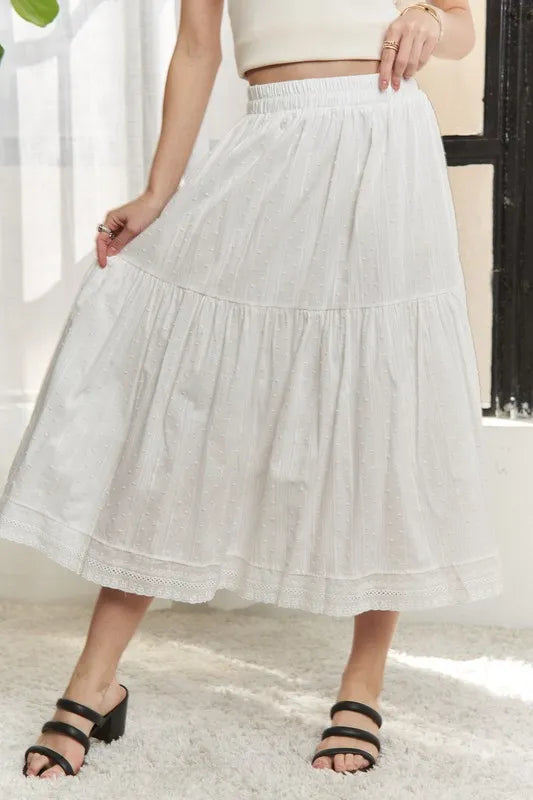 Adora Elastic Waistband Tiered Midi Skirt 4