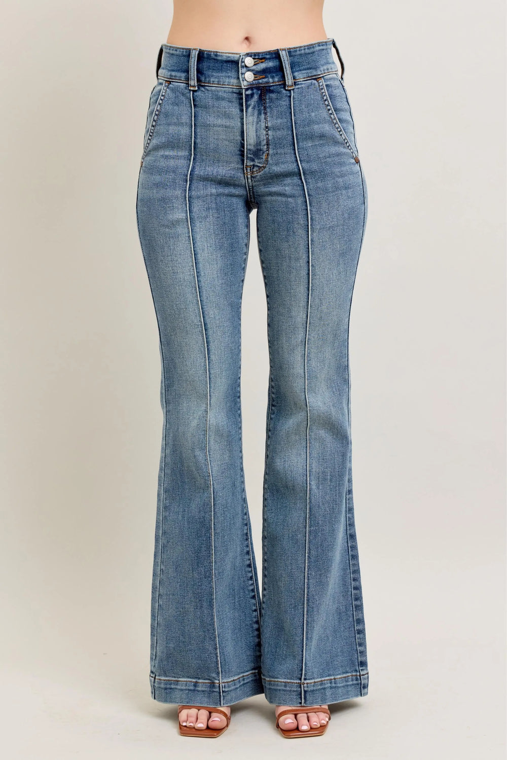 Md Judy Blue Full Size High Waist Flare Denim Jeans With Front Seam Detail Plus Size