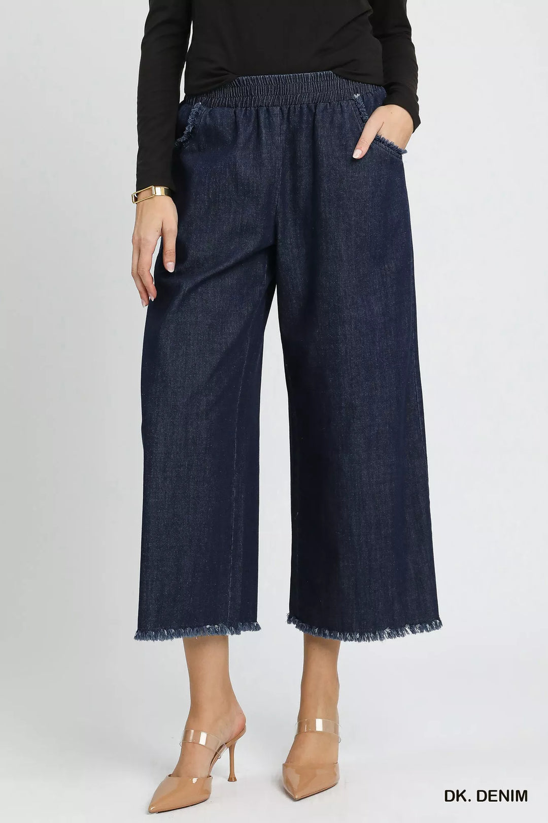 Dk. Denim Umgee Washed Fringe Hem Wide Leg Jeans 1