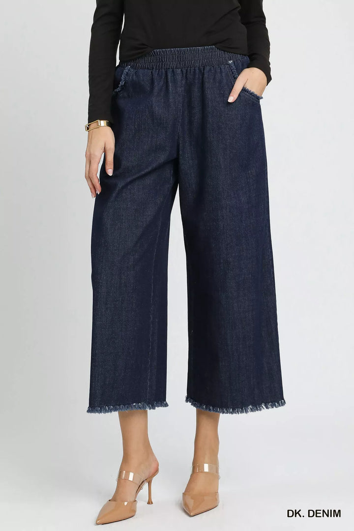 Dk. Denim Umgee Washed Fringe Hem Wide Leg Jeans 1