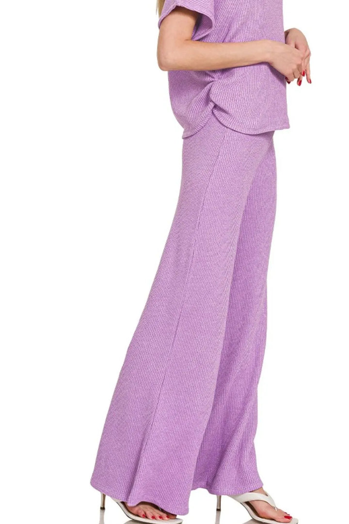 B Lavender Zenana Sweater Mock Neck Top Long Pants Set 4