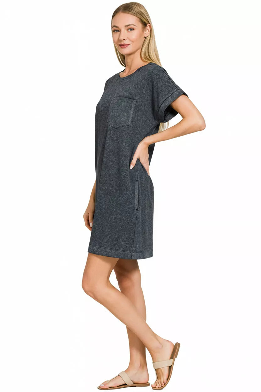 Black Zenana Premium Cotton Washed T Shirt Dress 3