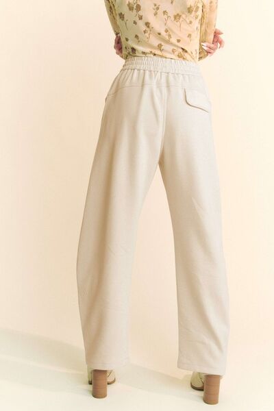 Cream Davi Dani Drawstring Wide Leg Sweatpants 1